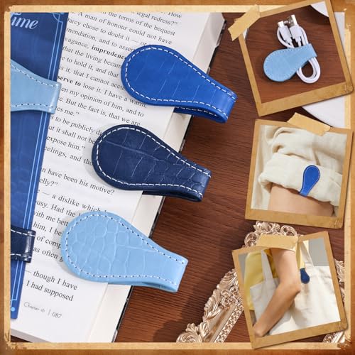 3PCS Vintage Magnetic Leather Bookmark, Leather Magnetic Bookmarks for Women, Magnetic PU Bookmarks Clip Book Accessories, Blue Pattern - style: Blue Pattern