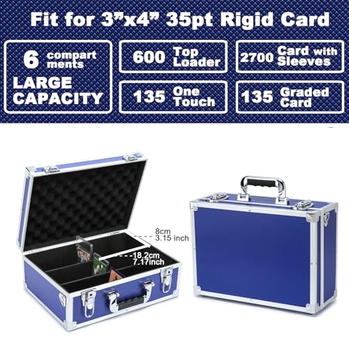 Collectable Trading Card Cases, Toploaders Storage Box, Magnetic Card Storage Hard Cabinet, Graded Card Storage Case, Sports & Trading Collector Storage Box (Blue) - color: Blue, size: Large