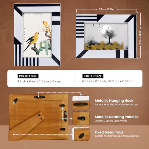 Handicrafts Home Handmade Resin Inlay Modern Black White Picture Frame, 6x4 - color: SILHOUETTE-SHAPE., size: 4X6