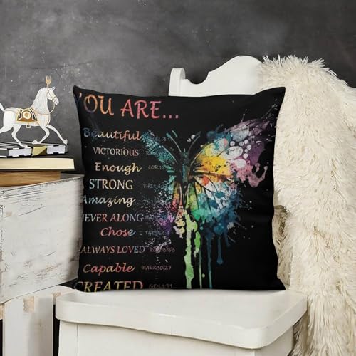 Colorful Butterfly Pillow Covers Quotes Inspirational Motivational Positive Art Home Decor Sofa Bedroom Cushion Outdoor Indoor Decorations 16 "x16 - color: Butterfly-3, size: 16" x 16" (Pack of 2)