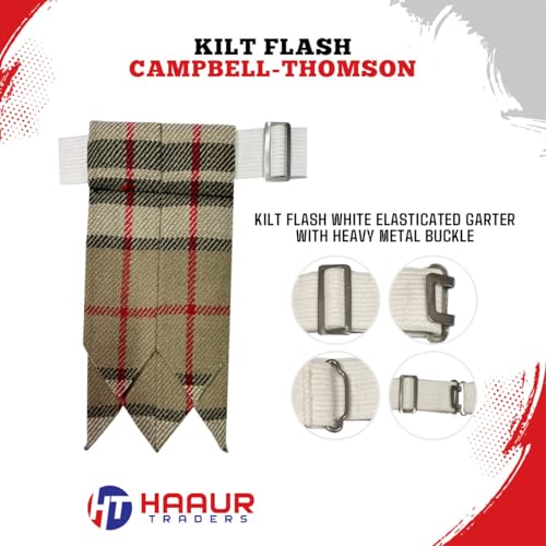 Men's Men's Tartans Kilt Flashes with Heavy Buckle Elastic Adjusters Fit - color: Campbell Thomson