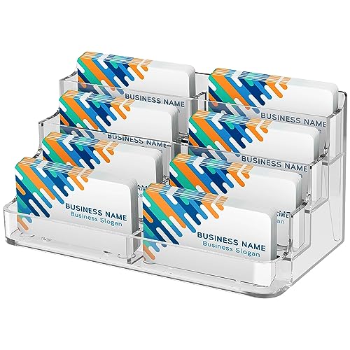 MaxGear Acrylic Business Card Holder, Desktop Card Display Stand, 8 Pockets