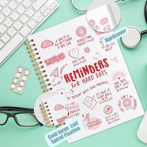 Daily Affirmations Inspirational Notebook, Motivational Quote Journal, Reminders for Hard Days Positive Affirmation Preppy Pink Spiral Notebook Journal for Note Taking, 5.5x8.3 Inch - color: reminders for hard days