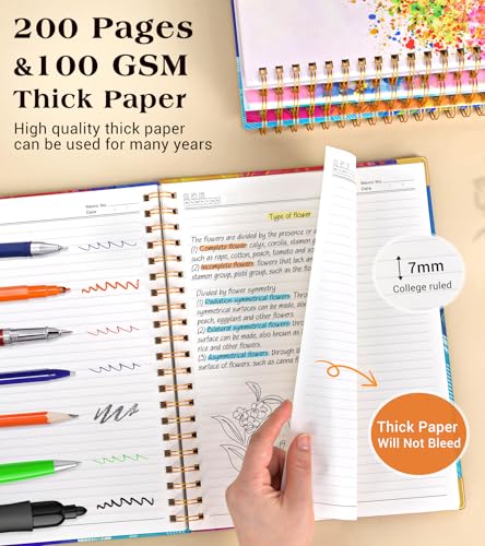 Lined Spiral Notebook Journal for Women, 150 Pages Cute Notebooks 5.75” x 8.38”, A5 Hardcover Spiral Journals with 100 GSM Thick Paper, College Ruled Notebook for Writing Work School, Colorful Feather - color: Colorful Feather