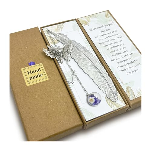 Letter Butterfly Metal Feather Bookmarks Gifts for Reading Women Book Lovers Unique Book Mark Birthday Mothers Day Valentines Christmas Gift for Teacher Mom Best Friend Coworkers Stocking Stuffers, J - style: Silver-J