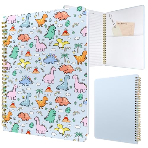Cute Spiral Notebook Lined Journal B5 Note Book with Pocket, Dino - color: Little Dino