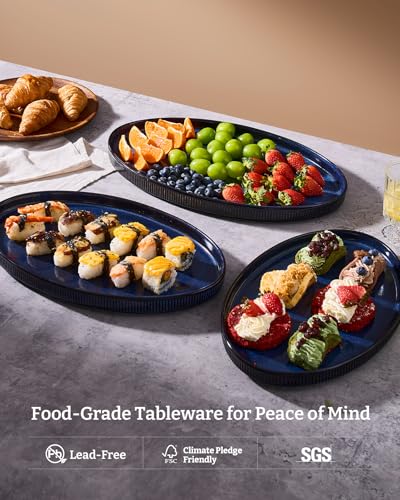famiware Large Serving Platters Set of 3 Sizes - Oval, Nebulas Blue - color: Nebulas Blue