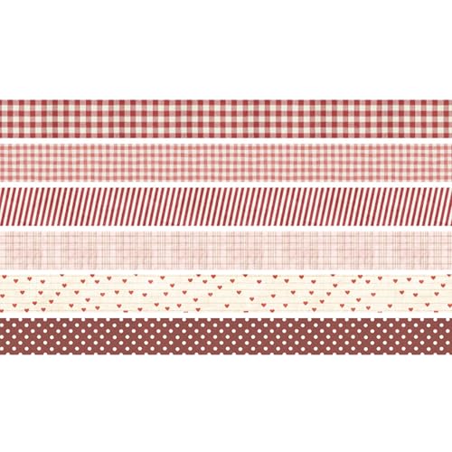 YUBBAEX 6 Rolls Plaid Washi Tape Set, Grid Pattern Masking Tape Classic Checkered Design Decorative for DIY Crafts, Bullet Journal Supplies, Planners, Scrapbook, Card/Gift Wrapping (Red) - color: Red
