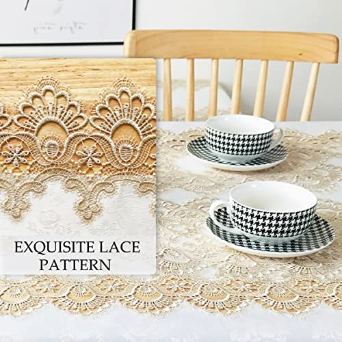 Lace Placemats Set of 6 Washable Beige 12x18inch - color: Carnation-beige, size: 6pcs