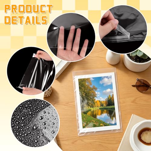 VOKOY 200 Pack Cellophane Bags Self Sealing, Resealable Clear Plastic Sleeves for 6 x 9 Inch Photos Art Prints Paintings Frame Mats Cookie Candy, 6-1/5 x 9 Inch - size: 6 x 9 Inch, style: 200 Pack