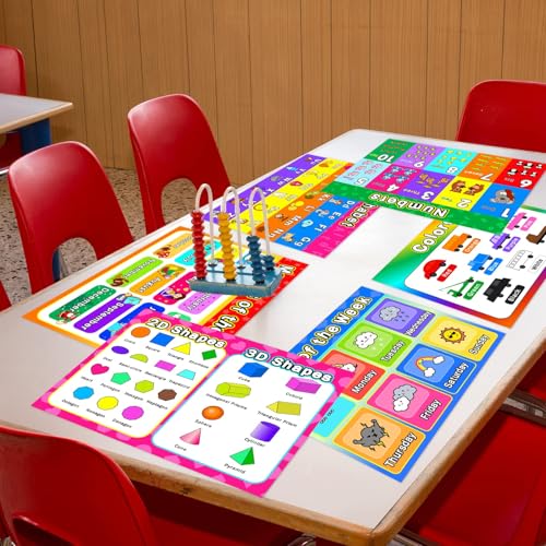 Educational Preschool Placemats Set of 6 Kid Plastic Table Mat 17×13×0.04in - style: Educational Preschool