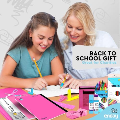 Enday Back to School Supplies for Kids, School Supply Box Grades K-5 (Pink, 24 Kits) - color: Pink, size: 24 Kits