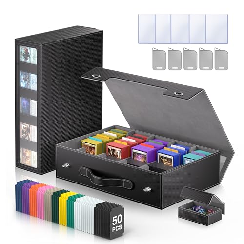 Trading Card Storage Box 3900+ with Handle, Black - color: Black, size: 3900+ with Handle & Metal Latch