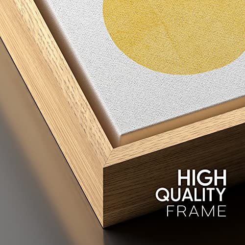 SIGNFORD Framed Canvas Wall Art Green, Blue, Red, Yellow and Gold Lines and Circles Geometric Shapes Illustrations Minimalism Modern Relax/Calm for Living Room, Bedroom, Office - 24"" x36 Natural - color: Abstract-slm07, size: 36"L x 24"W