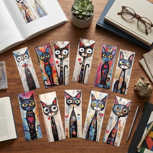 Funny Cat Bookmarks Gifts - 100 Pcs Black Cats Bookmark Paper Cartoon Pet Book Marks Page Marker Clip Favors for Women Men Office Students Bookish Teacher Book Lovers Reading Party Favor - color: Funny Cat