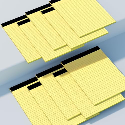 10 Pack Yellow Legal Pads 8.5x11 Wide Ruled Yellow Notepad 8.5x11 Note Pads - color: Yellow 10