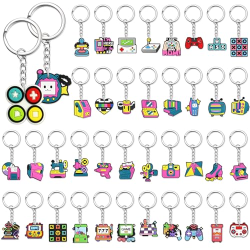 Cute Keychains Bulk, Keychain Charms Key Chain Trinkets Backpack Charms Accessories Keyring for Classroom Prizes - color: Video Games