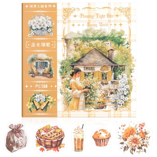 Fleeting Time Theme Sticker Scrapbooking Supplies for Junk Journal, 50 Sheets Washi Stickers - Vintage Journaling Stickers - color: Fleeting Time Theme