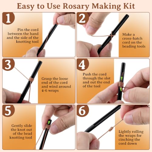 Dunkive 2 Pack Rosary Cord Knotting Tool, Dual Head,Black - color: Black