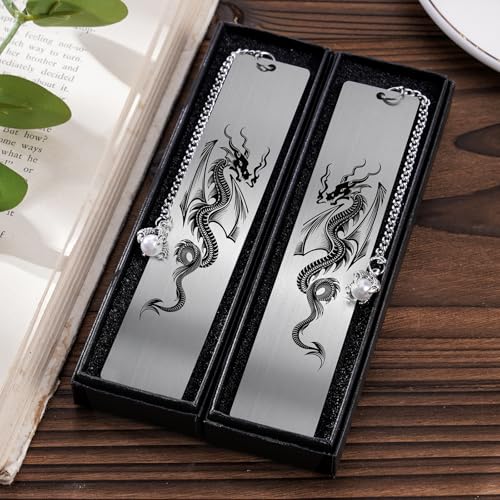 Dragon Metal Bookmark Gift - 2 Pcs Cool Bookmarks for Reading - style: Dragon