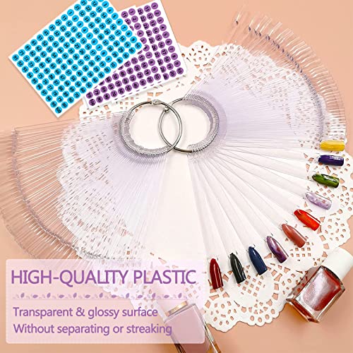 BQAN Nail Swatch Sticks 200 Pcs Clear with Ring & Number Stickers - color: Clear-200pcs