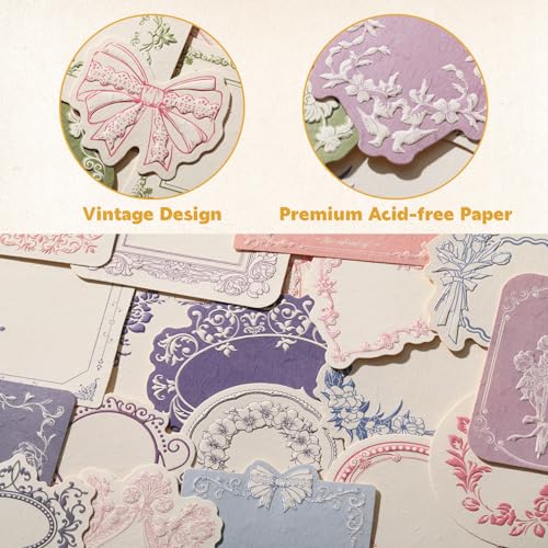 160 Pcs Vintage Scrapbook Supplies Kit, Including 120 Sheets Scrapbook Paper Pad 40 Decorative Flower Stickers, Junk Journal Accessories Scrap Book Crafting for Mixed Media Collage Card Making - color: Decorative Paper