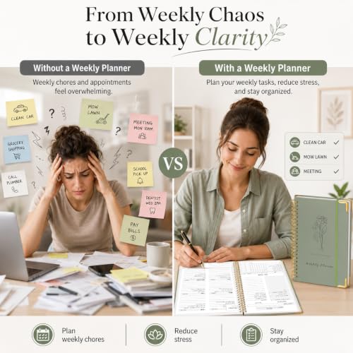 Undated Weekly Planner, Weekly To Do List Notebook with Habit Tracker, A5 - color: Green