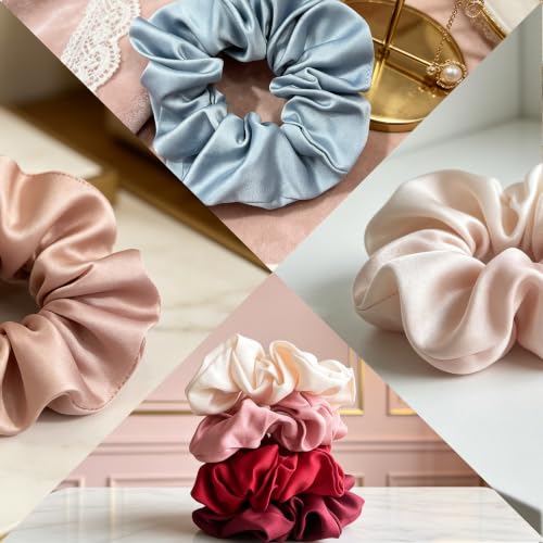 Simnice 20 Colors Satin Large Scrunchies for Women Soft Silk Hair Scrunchie - color: 20 Colors-L