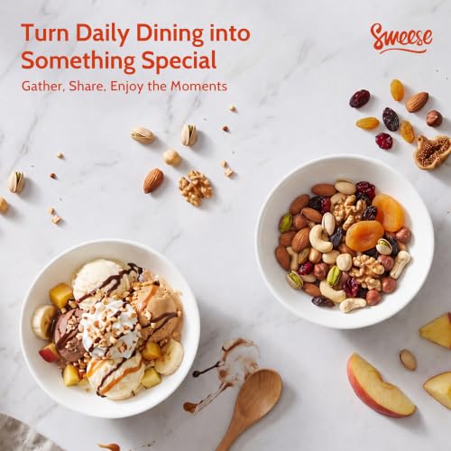 Sweese 10 oz Small Ceramic Bowls Set of 6, 4.8 Inch White Serving Bowls for Yogurt, Fruit, Dessert, Snacks and Small Portions, Stackable Porcelain Bowls for Everyday Use - color: White, size: 10oz (Medium)