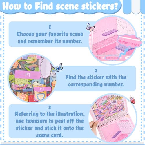 10Pcs Big Size 3D Stickers Scene Book Scenes Sticker - color: Blue