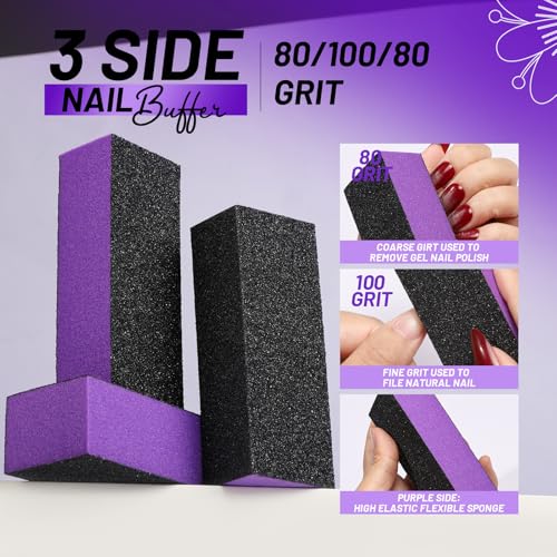 FANDAMEI Nail Care Kit, Nail Buffers and Files, Nail Cuticle Tools Kit, Nail Manicure Tools, Finger Nail File Set, Nail Buffer Block, Nail Cuticle Nippers, Ingrown Toenail Tools, Nail Care Tool Kit - color: Purple