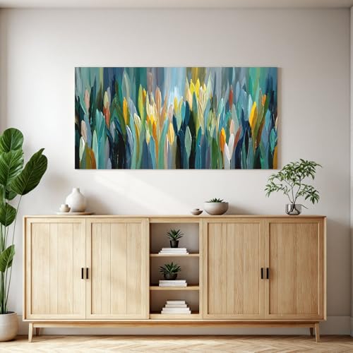 Vibrant Teal Green Abstract Canvas Wall Art For Living Room Prints 20×40 - color: LAI-12J, size: 40"L x 20"W
