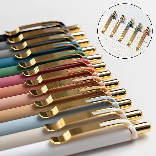 Linbsunne Ballpoint Pens Black Medium Point 1mm with Super Soft Grip Ball Point Pen for Men Women Retractable(gold-18 pcs) - color: gold-18 pcs