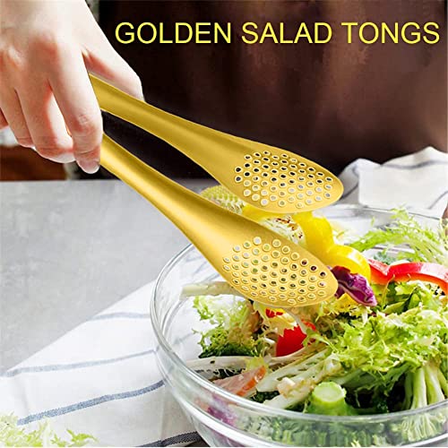 4 PCS Serving Tongs Gold Tongs 9 Inch Serving Utensils Stainless Steel Serving Tongs for Salad Buffet Appetizer Dessert Tong for Food Parties - color: Gold, size: 9 Inch