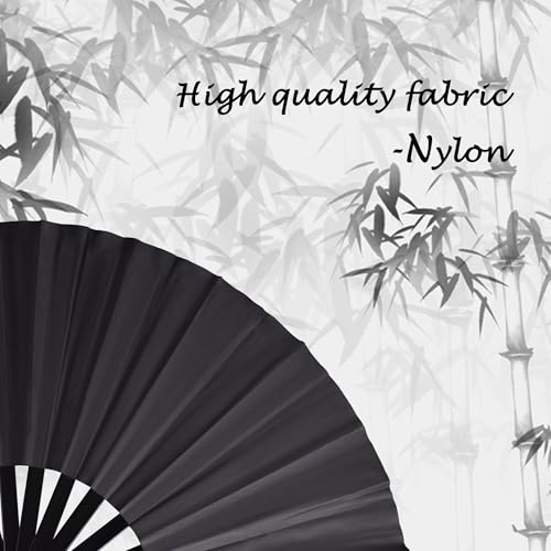 Folding Hand Fan with Bamboo for Women Men, Chinese Japanese Rave Fan Hand Fans for Festival, Dance, Gift, Performance, Decorations (Bamboo fan black 2p) - color: Bamboo fan black 2p
