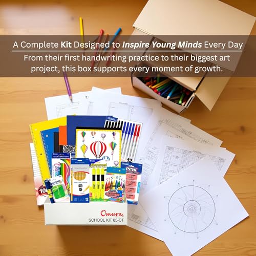 85 Piece Elementary School Supply Kit, Complete Back to School Supplies Bundle with Pencils, Crayons, Colored Pencils, Notebooks, Binder, Folders, Scissors, Markers, Highlighters & Whiteboard - style: Elementary