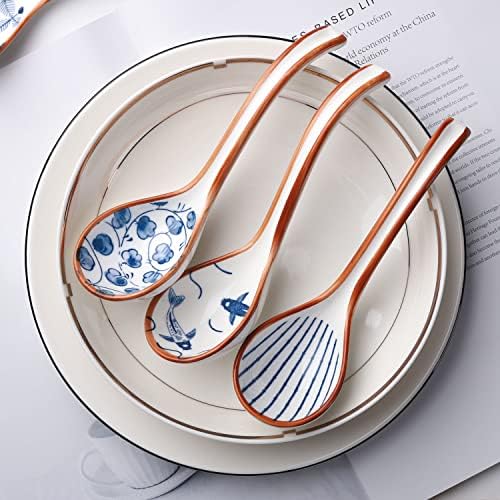 Asian Soup Spoons Set Ceramic Ramen Spoon Korean Spoons Japanese Soup Spoon - style: Style 1