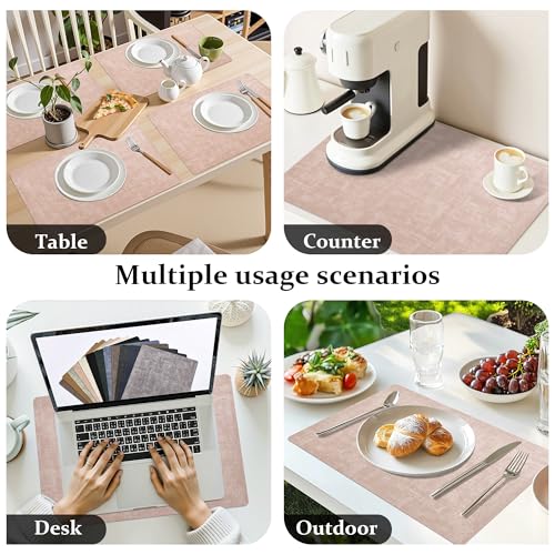 FROMHEART Faux Leather PU Placemats Set of 6 (Pink,11.8" x 17") - color: Pink, size: Set of 6