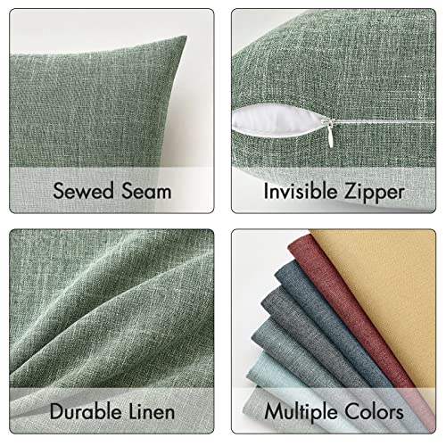MIULEE Linen Textured Christmas Pillow Covers 16x16 Inch Sage Green - color: Sage Green, size: 16" x 16" (Pack of 2)