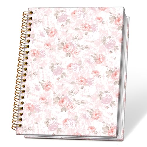 Pink Pastel Floral Notebook Journal for Teen Girls & Women, Cute Pink Stuff - Office Supplies, Coquette Girly Spiral Notebook for Women, 5.5x8.3 Inch - color: 02-coquette Floral