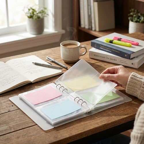 SHANGRLA 3x5 Index Card Holder Binder, 90 Card Sleeves, Holds 180 Cards - size: 3" x 5"