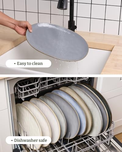 famiware Serving Platters Set of 3 Sizes - Oval, Dark Grey - color: Dark Gray