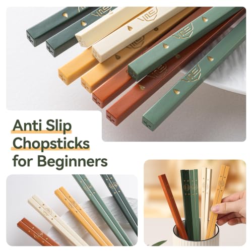10 Pairs Fiberglass Chopsticks Reusable | Dishwasher Safe | BPA-free | Non-slip Chop Sticks Set - （9.45in） - color: 10Pair-（9.45in）