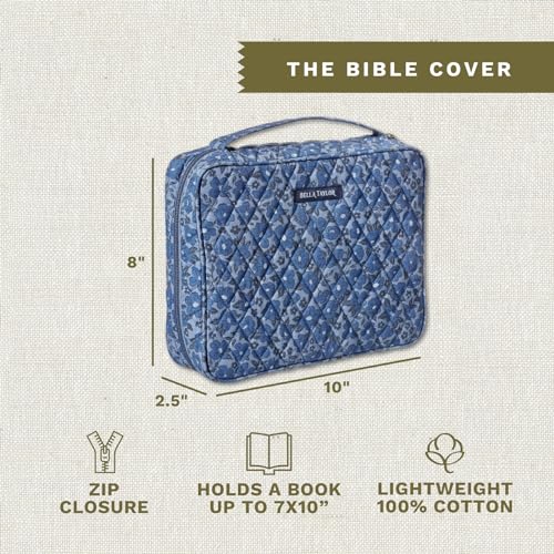 Bella Taylor Bible Cover, Quilted Bible Case, Navy Floral - color: Navy Floral, size: Large