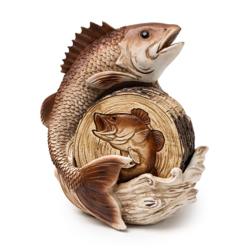 Fishing Decor - Set of 6 Full Size Coasters - Bass Fishing Gifts for Men - Cool Stuff for Fisherman - Cabin, Lake House, and Man Cave Décor - style: Fish Coasters