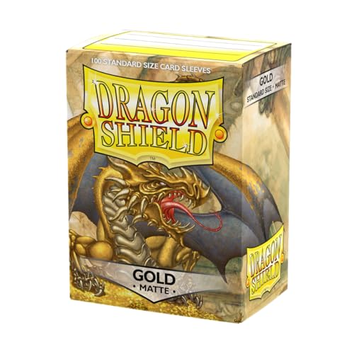 Dragon Shield | Standard Size Card Matte Sleeves | 100 CT - Smooth & Tough Premium TCG Sleeves | Compatible with Pokemon, Flesh & Blood, One Piece & Magic the Gathering | Gold - color: Gold