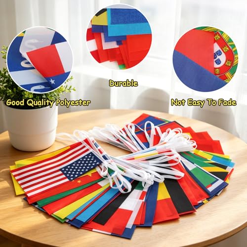 MARFOREVER 105 Ft World Flags Bunting Banner 100 Countries String Flags