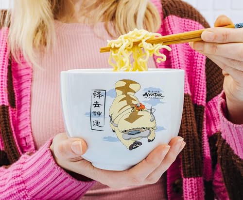 Silver Buffalo Avatar: The Last Airbender Aang and Appa Ceramic Ramen Dinnerware Set | Includes 20-Ounce Noodle Bowl and Wooden Chopsticks