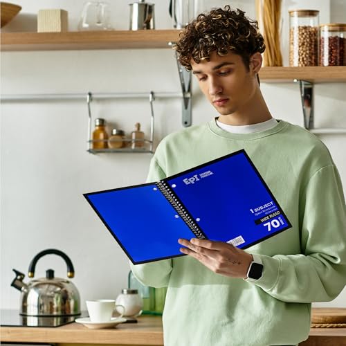 EPI Spiral Notebook | Wide - 70 Sheets, Durable Spiral Binding | 10.5 x 8 in | Classroom Supplies | School, Office, Note Taking, Journaling - 3 Pack - color: Blue, size: 3