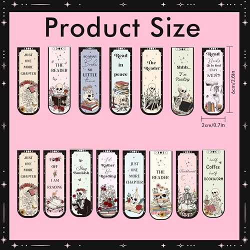 Gothic Skull Magnetic Bookmarks: 30 Pcs Skeleton Book Mark Clips, Funny Magnet Page Markers for Reading, Halloween Gifts for Women Teens Kids Students Book Lovers School Office Supplies - style: Gothic Skull